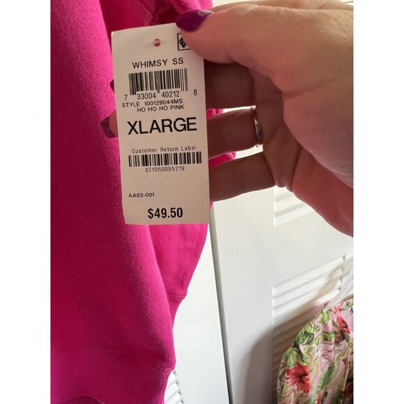 Style and Co Womens XL Pink Holiday Sweatshirt Ho Ho Ho Print Christmas NWT - Picture 7 of 7